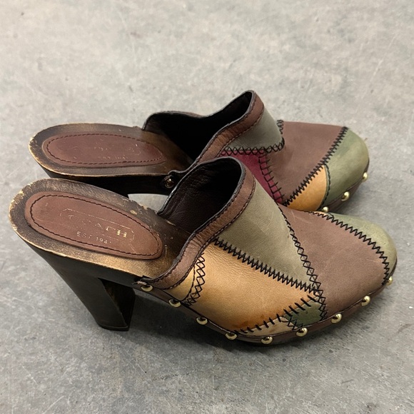 Coach Multicolor Patchwork Leather Mules - Picture 2 of 5